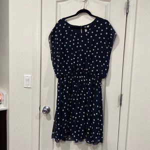 Beautiful navy Polk a dot dress lined underneath. 2x
